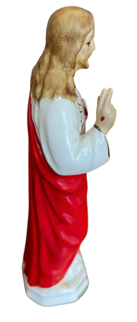 Vintage Sacred Heart of Jesus 6 Inch Figurine Ceramic