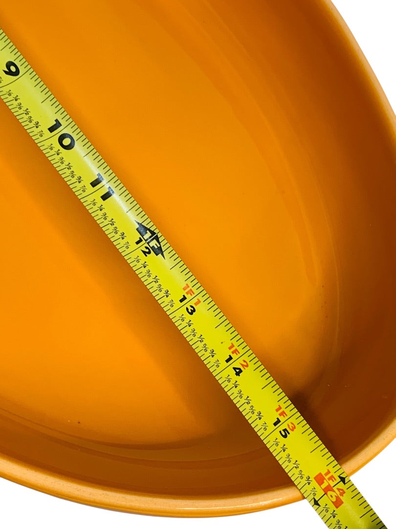 Crate & Barrel Orange Ceramic Chip and Dip Set Tray Bowl