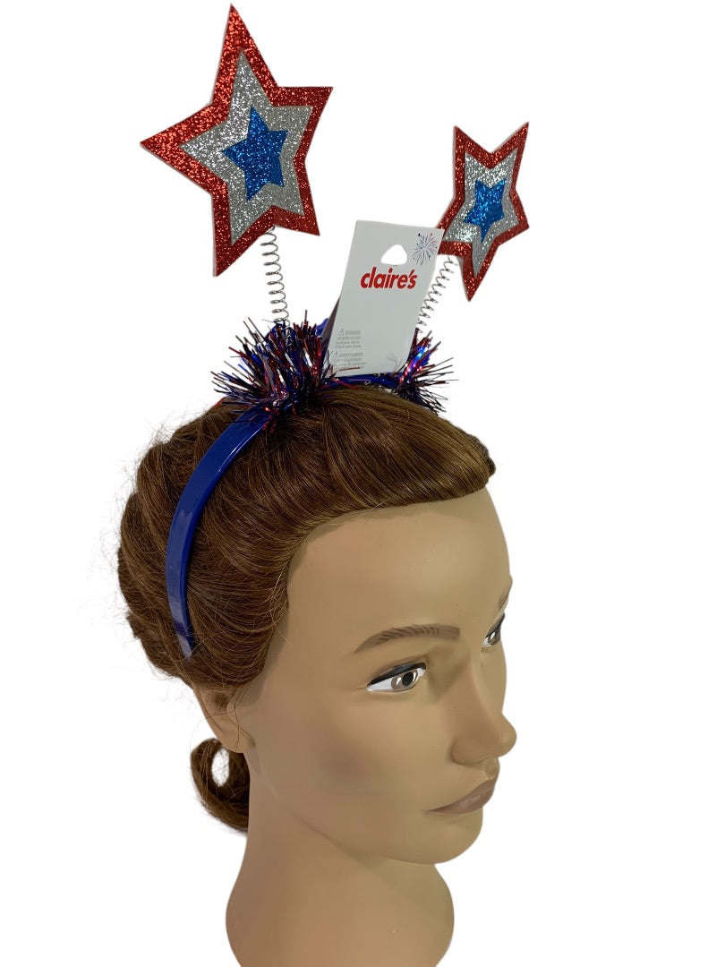 Claires Headband Patriotic USA Sparkly Stars Fun Novelty