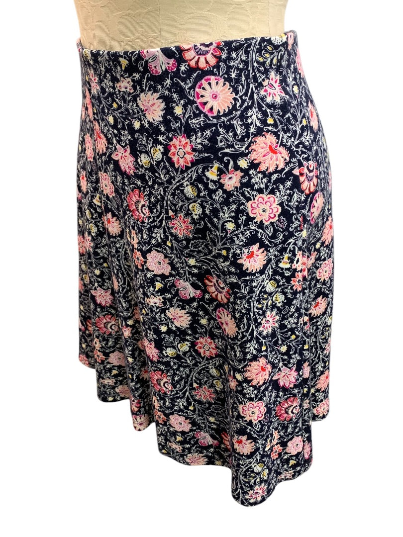 Small LOFT Pull On Knit Skirt Floral New Elastic Waist A-Line