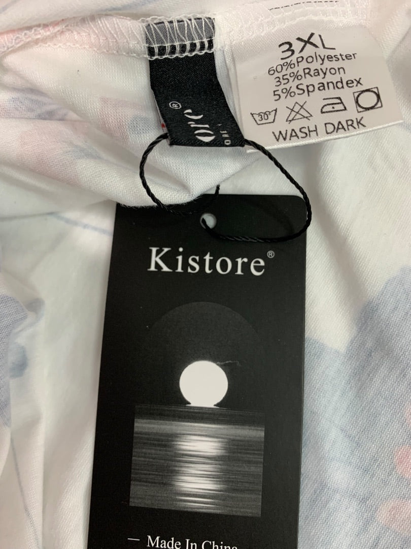 3XL Kistore Womens Soft Knit Floral New Pullover Shirt Pleated