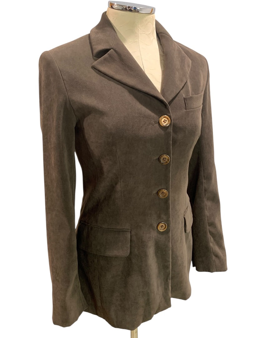 Size 4 Toy Girl Womens Brown Microfiber Blazer Jacket Lined Italy