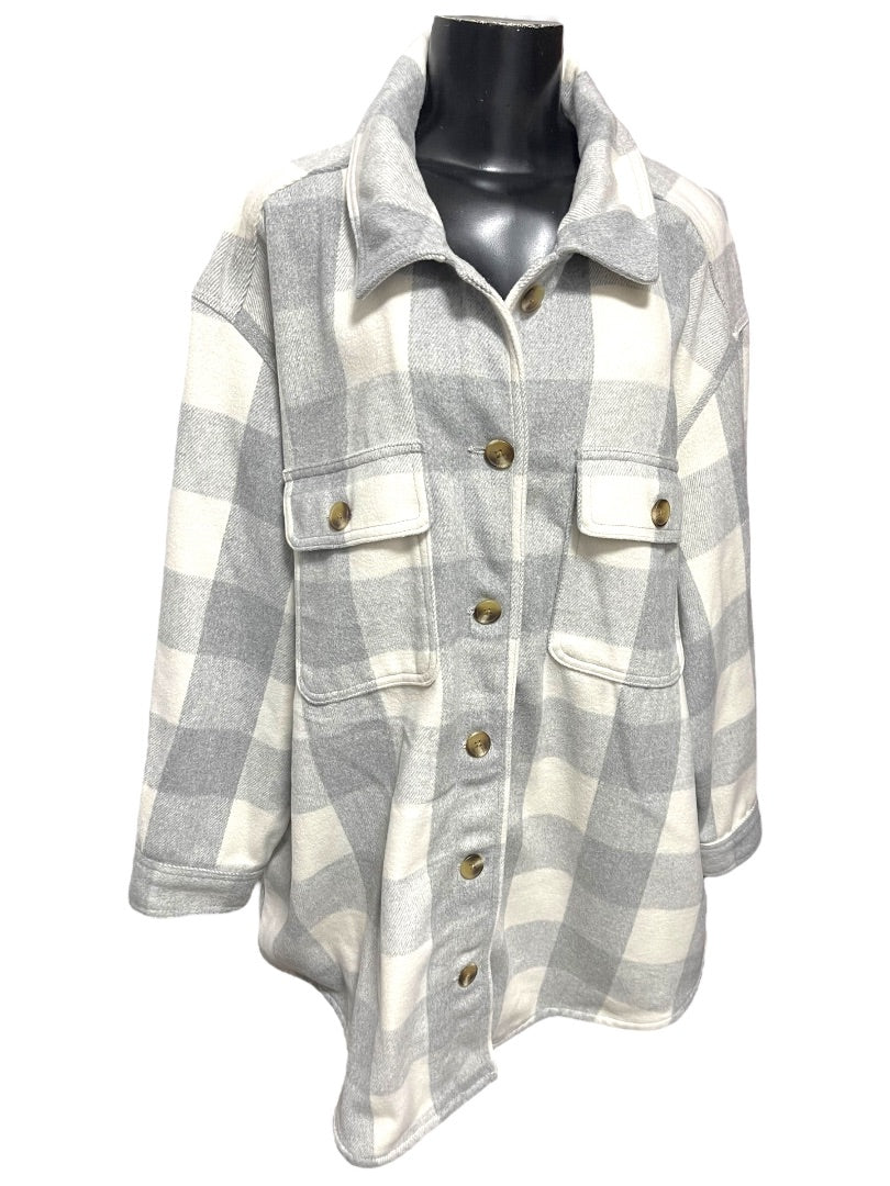 XXL Old Navy Womens Button Down Collared Shacket Heavy Flannel