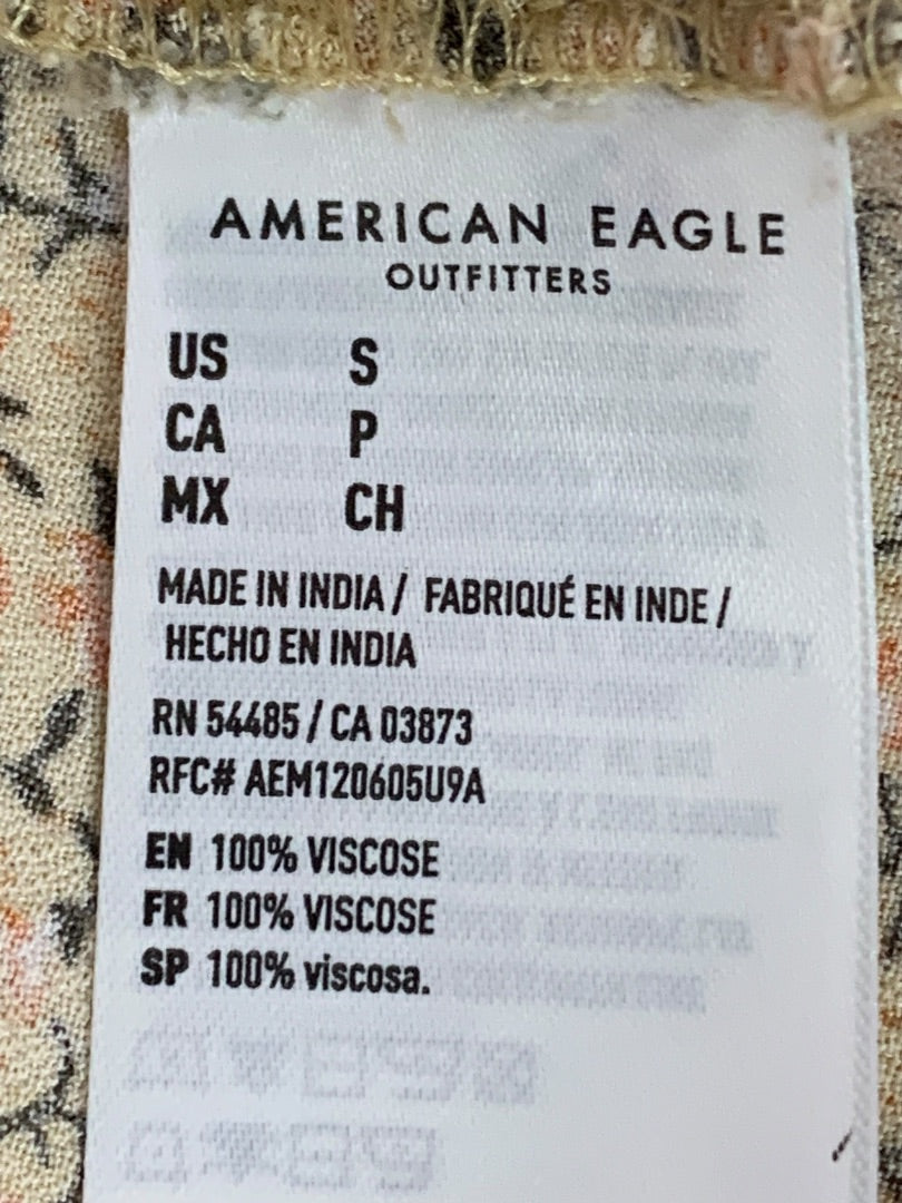 Small American Eagle Sundress Yellow Floral Banded Waist