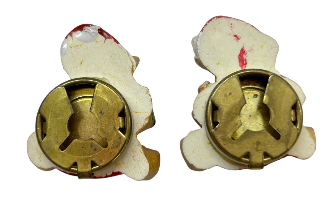 Set of 2 Button Covers Holiday Christmas Santa Teddy Bear 1.2"