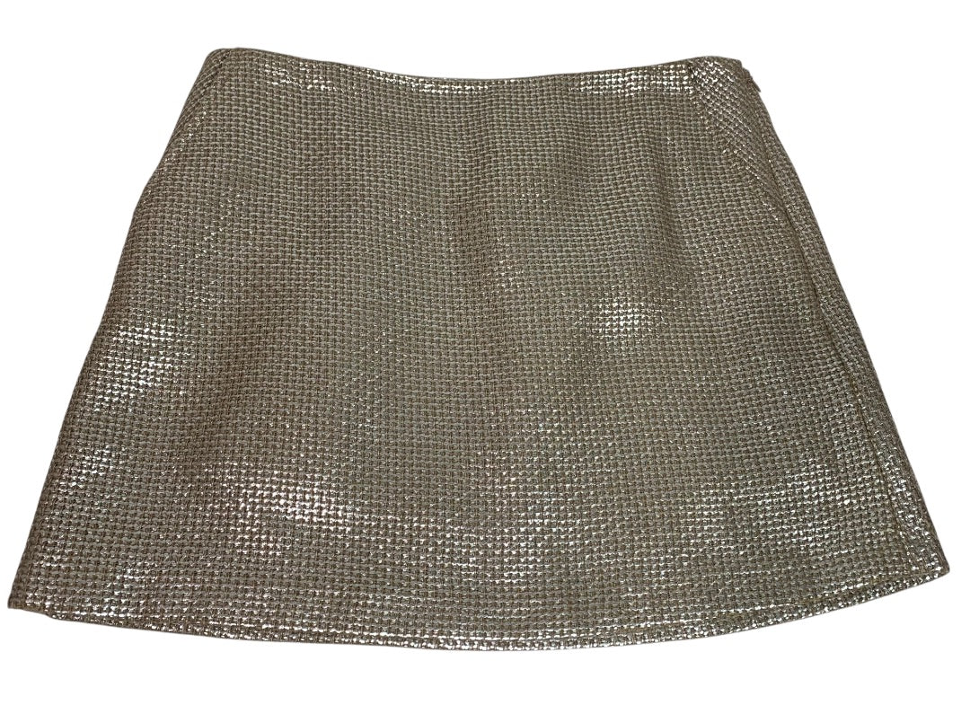 Size 8 TopShop Woven Metallic Mini Skirt Pockets Side Zip