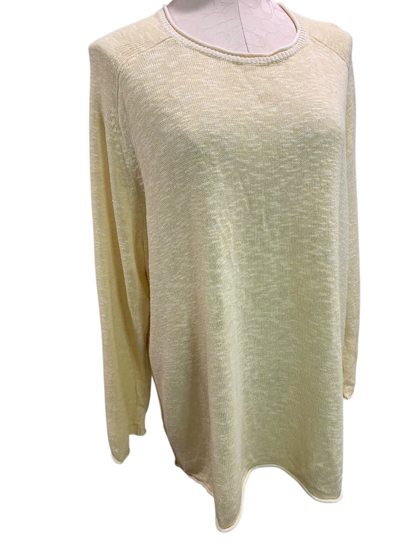 XL Eileen Fisher Womens Light Yellow Sweater Tunic Organic Linen Blend
