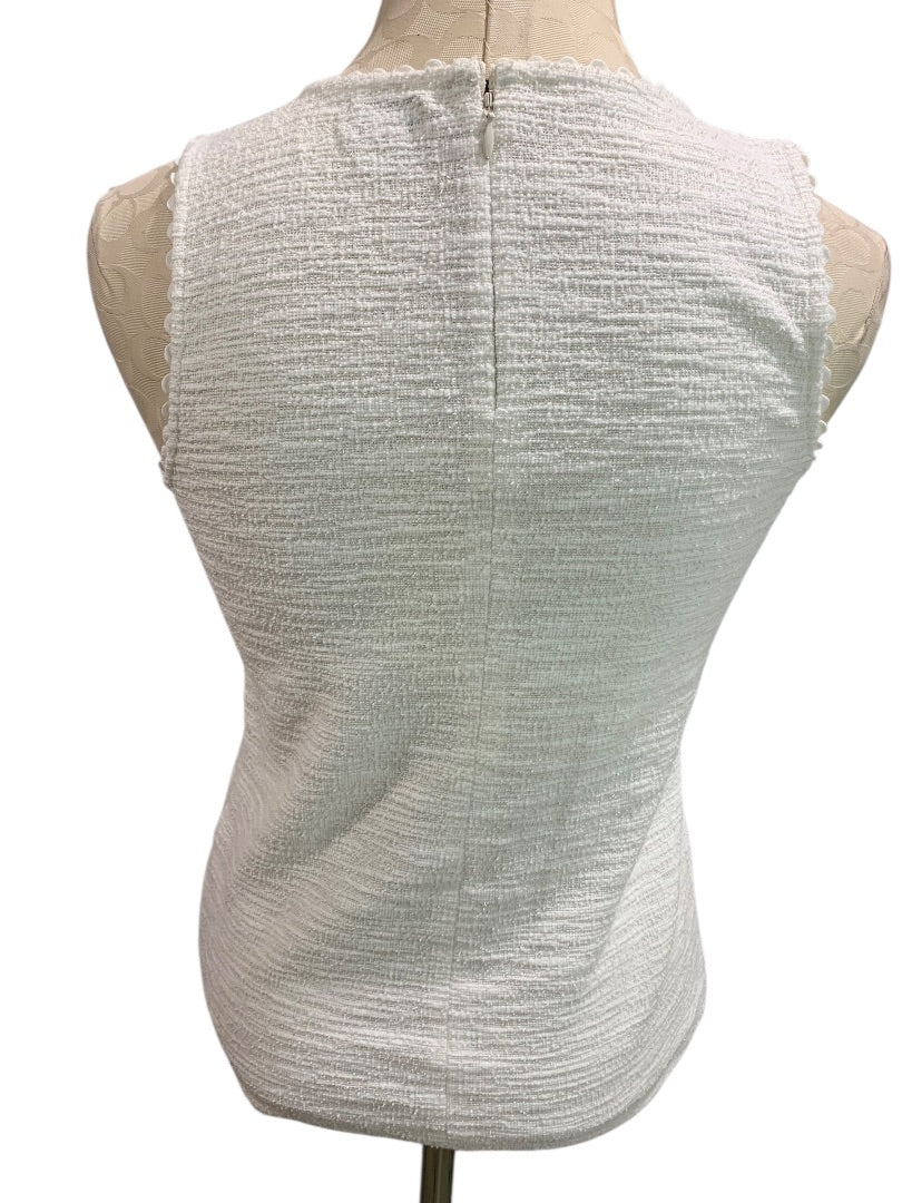 XS J.Crew Womens White Stretch Tweedy Sleeveless Shirt AJ095