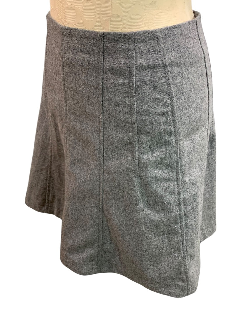 Size 4P Loft Petites Gray Lined A-Line Skirt Wool Blend