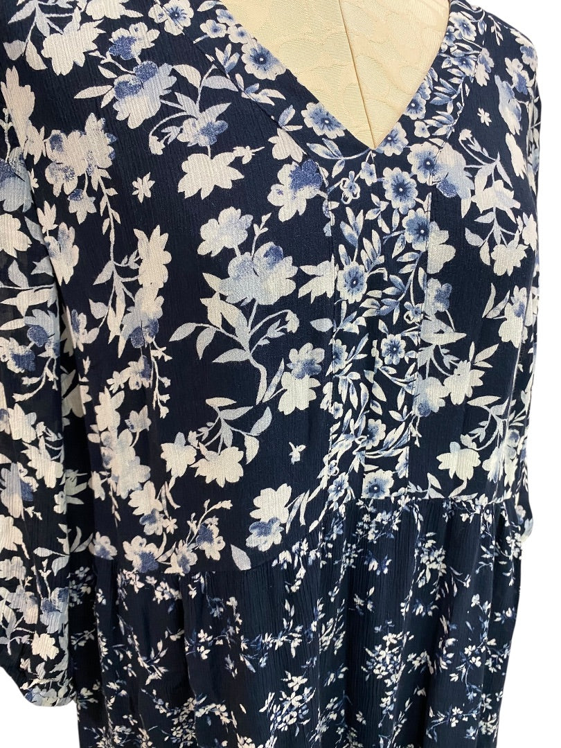 Medium J.Jill Mixed Floral Dress Pullover Boho Flowy Pockets