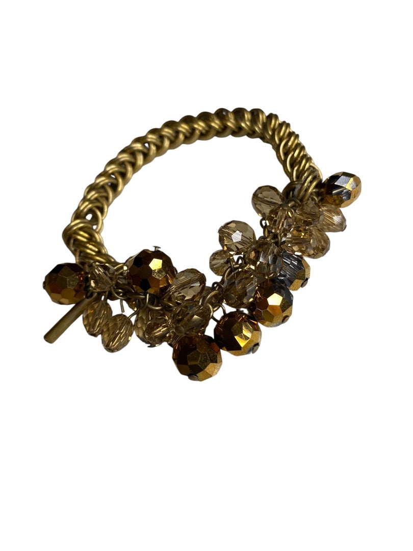 Kenneth Cole Stretch Bracelet Goldtone Iridescent Beads Chunky