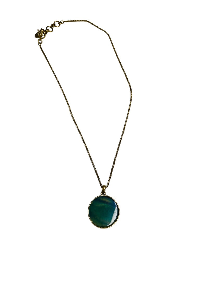 Lucky Brand Resin Pendant Necklace Goldtone 19" Lobster Clasp