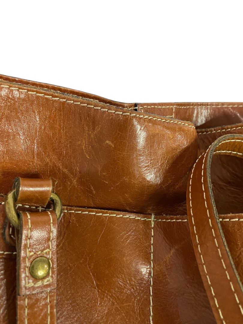 Patricia Nash Olivenza Brown Smooth Leather Tote Shoulder Bag