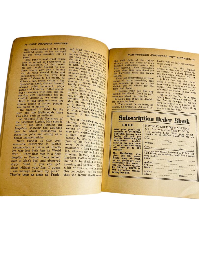 Vintage Physical Culture Magazine March 1945 Frigidity Remedy Grace MacDonald