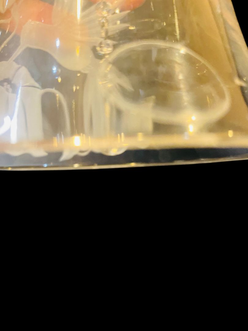 Vintage Avon Crystal Hummingbird Flower Etched Bell 5.5"h