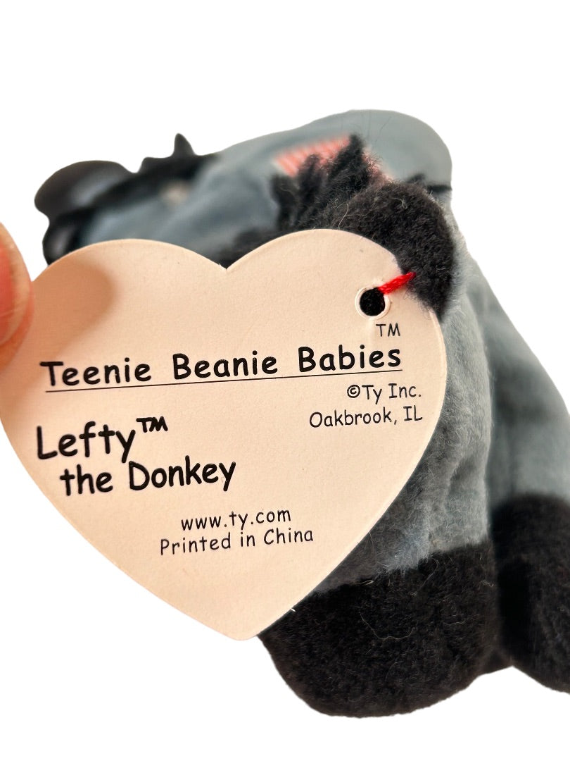 Ty Teenie Beanie Babies Lefty the Donkey Patriot Tags 1999