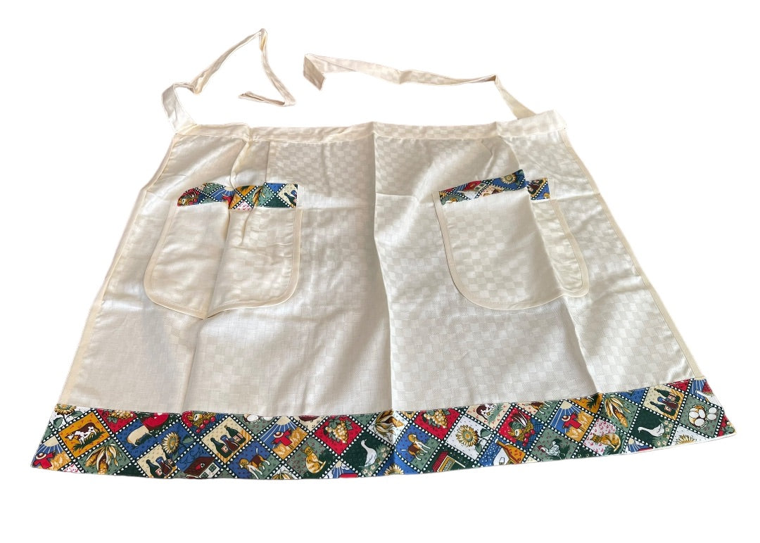 La Casa Di Beatrice Firenze Ivory Farmhouse Waist Apron New Pockets