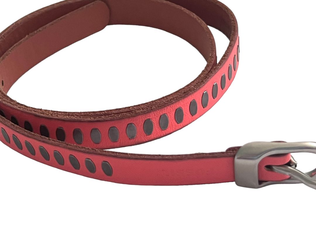 Medium Fossil Coral Leather Women's Belt Studded