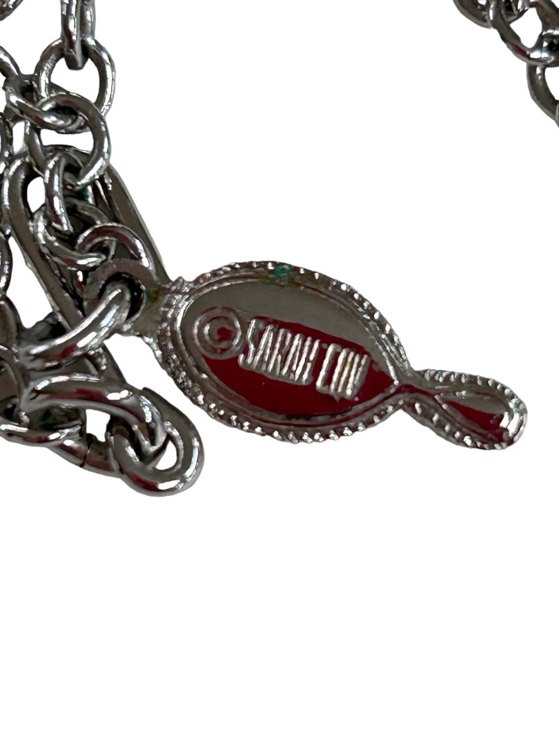Signed Sarah Coventry Silvertone Tassel Pendant Necklace 24" Chain