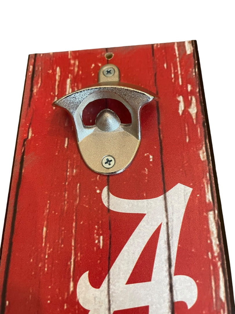 Alabama Crimson Tide Bottle Opener Wood Sign Wall Plaque Mount Bar New 5"x11" Wincraft