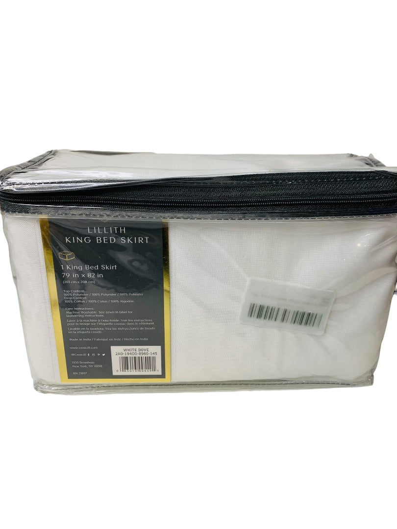 Croscill Lillith White Dove King Bed Skirt 79" X 82" + 15" Drop