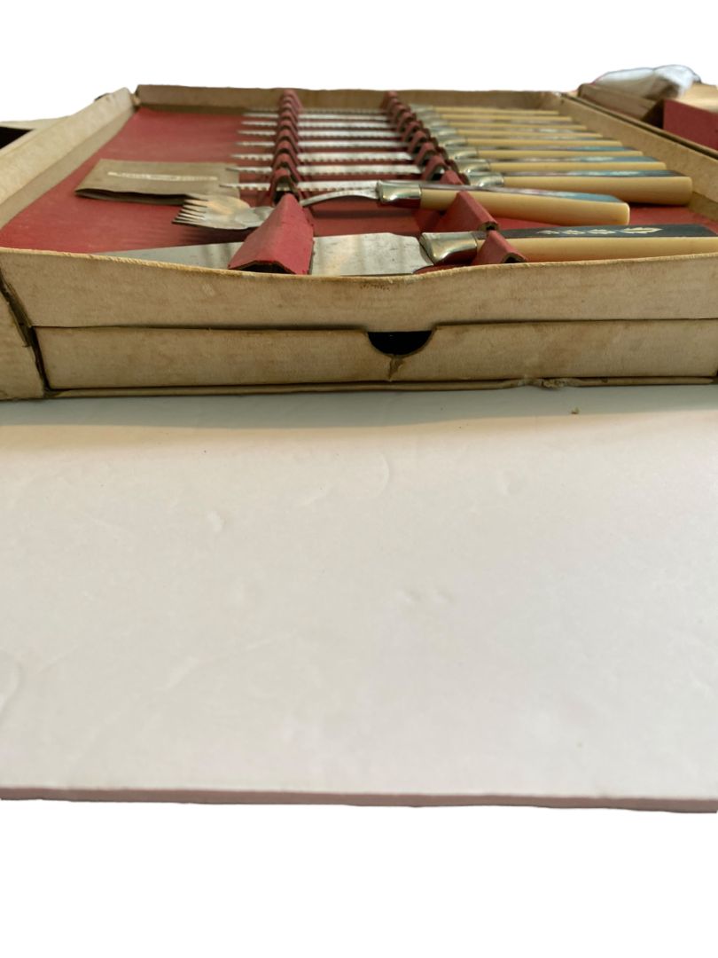 Regent Sheffield Stainless Steel England Complete Steak Knives & Serving Set Vintage