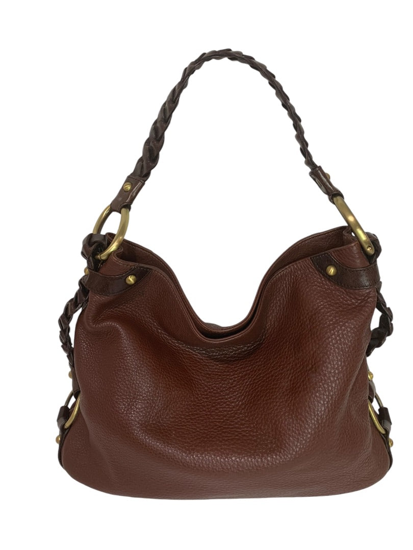 Borsetta Milano Brown Pebbled Leather Braided Strap Handbag