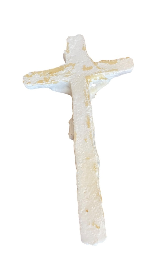 Unique Plaster Mold Crucifix Jesus on the Cross 13.5 x 7.5"