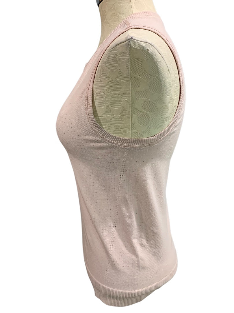 Medium Womens Blush Pink Activewear Tank Perforated Banded Hem