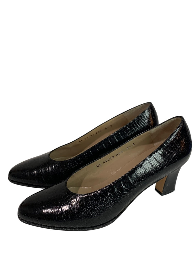 Size 8.5 Salvatore Ferragamo Womens Pumps Nilla Black Croc