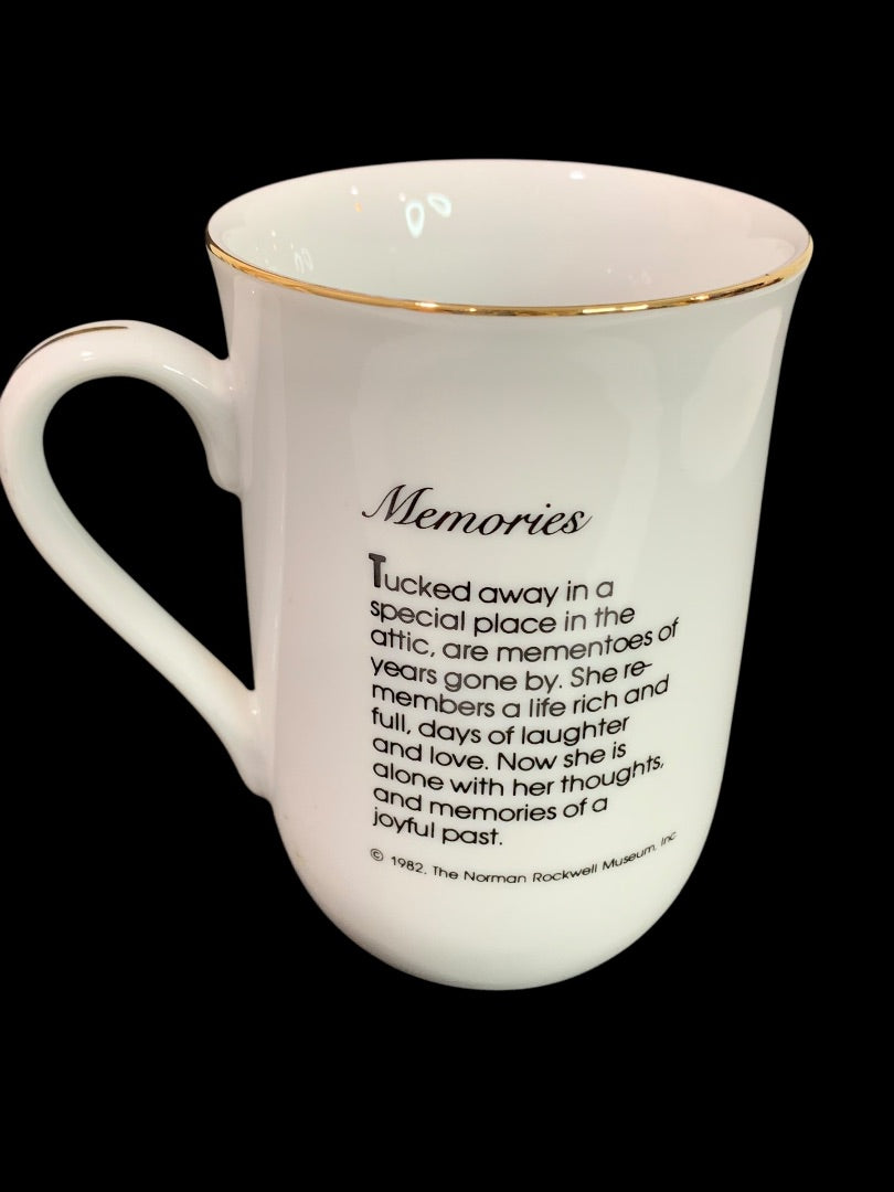 1982 Norman Rockwell Museum Collection Mug Gold Trim "Memories"