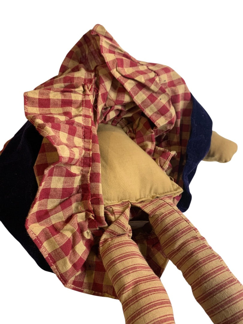 Victorias Garden Fabric Doll Raggedy Ann Velvet Dress Country Look 23 Inch