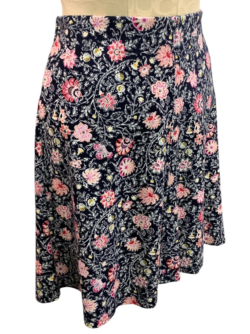 Small LOFT Pull On Knit Skirt Floral New Elastic Waist A-Line