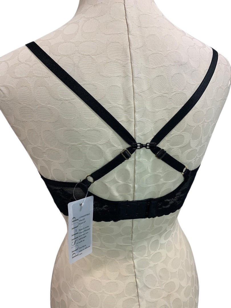 32DD Natori New Cherry Blossom Bra Black Underwire Push-Up