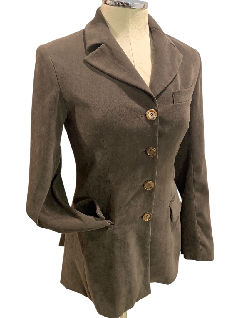 Size 4 Toy Girl Womens Brown Microfiber Blazer Jacket Lined Italy