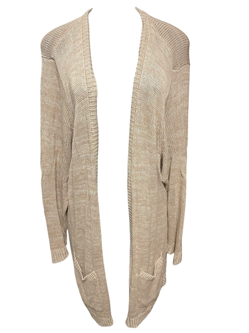 3X Torrid Open Long Sleeve Cardigan Womens Sweater Tan Marled Knit