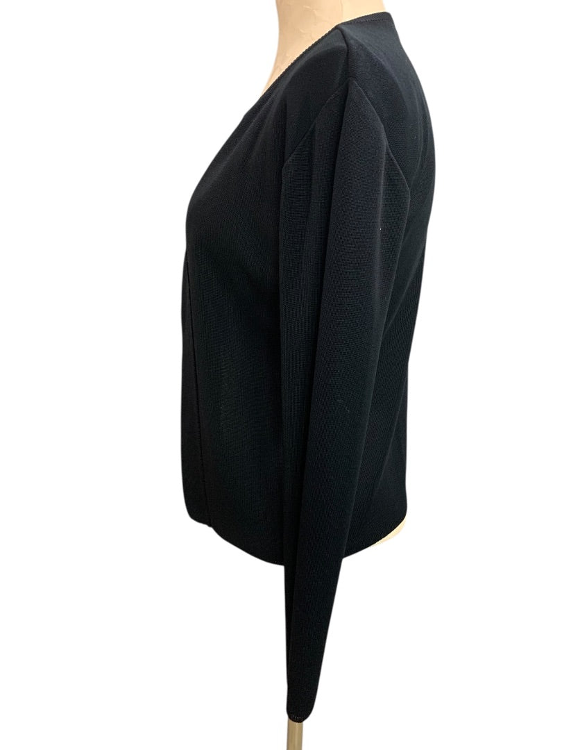 Small Asahi Kasei Womens Black Open Lightweight Cardigan Sweater Japan
