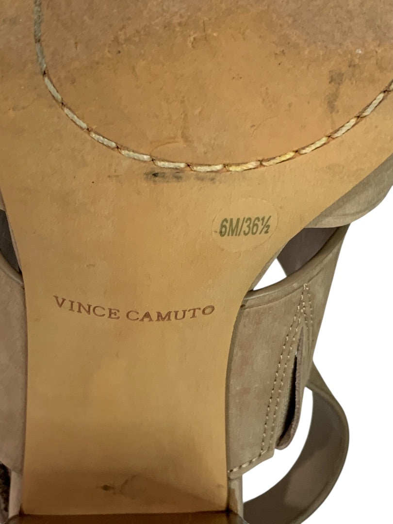 Size 6 Vince Camuto Womens Brown Suede Sandals Bebendy 3" Block Heel