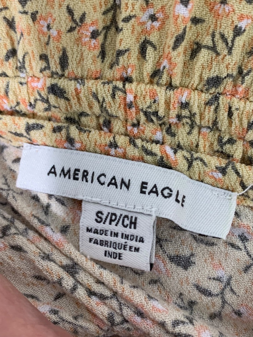 Small American Eagle Sundress Yellow Floral Banded Waist