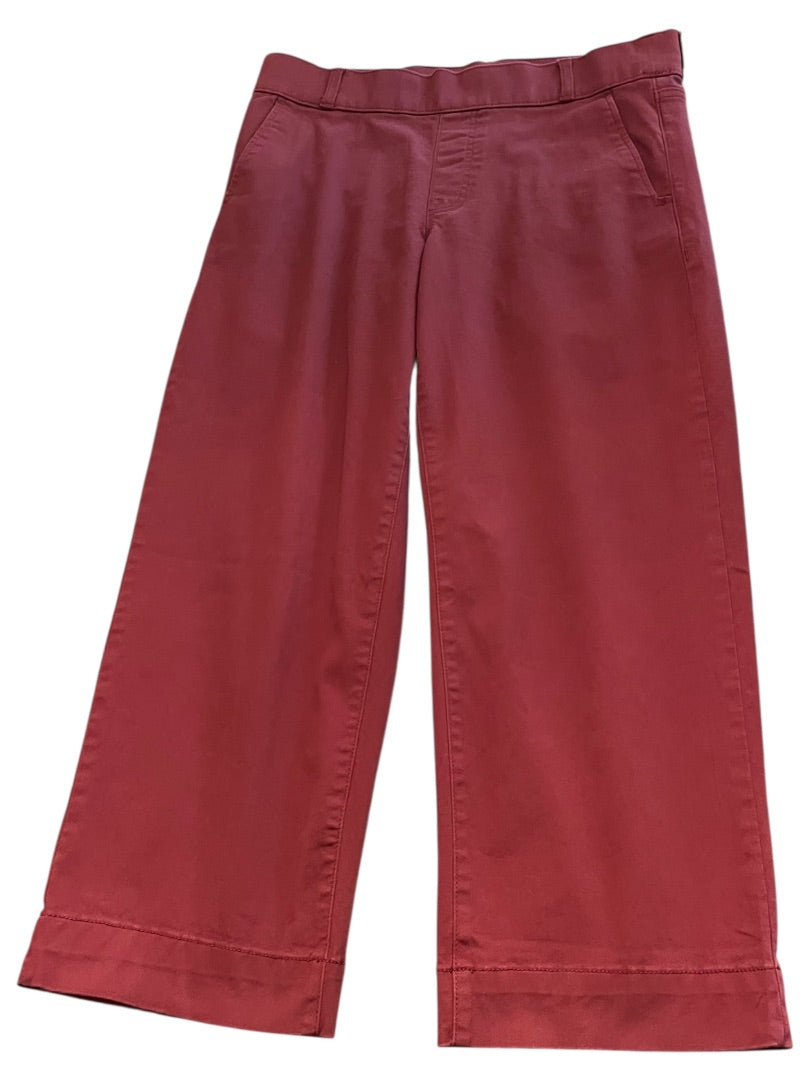 Size 6 Gloria Vanderbilt Womens Pull On Wide Leg Stretch Pants Burgundy