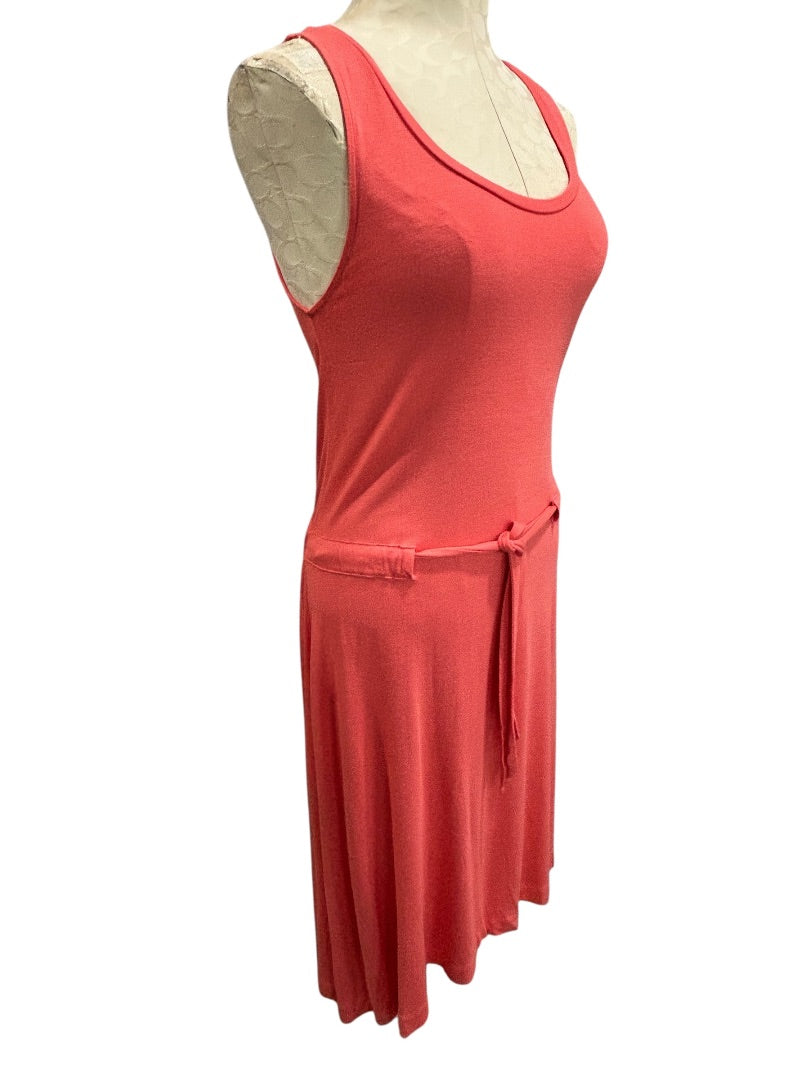 Small Gap Coral Jersey Knit Dress Soft Sleeveless Tie Waist