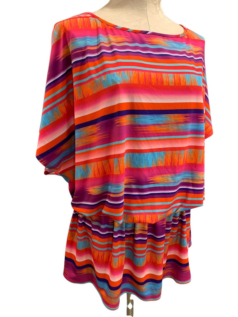 XL La Blanca Womens Swim Coverup Dress Blouson Style Multicolor
