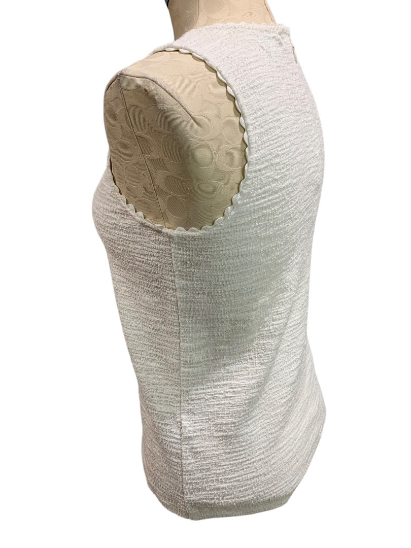 XS J.Crew Womens White Stretch Tweedy Sleeveless Shirt AJ095