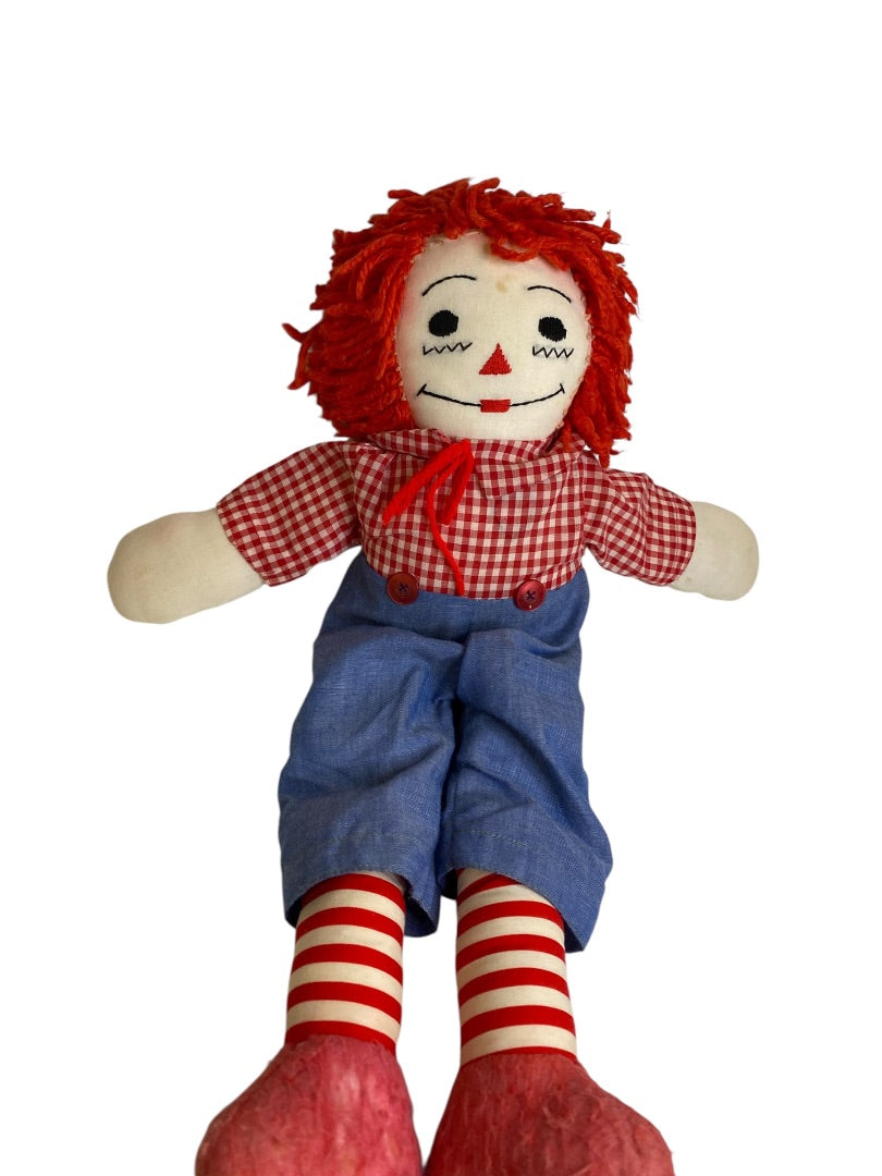 Vintage Handmade Raggedy Andy Rag Doll 19" Embroidered Face