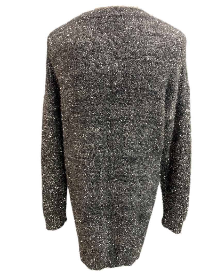 XS by Anthropologie New Eyelash Knit Mini Dress Sweater Silver Gray