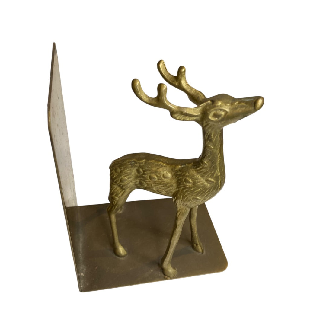 Vintage Brass Deer Bookends Buck and Doe Bookends Book Support Brackets