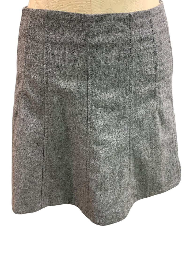 Size 4P Loft Petites Gray Lined A-Line Skirt Wool Blend