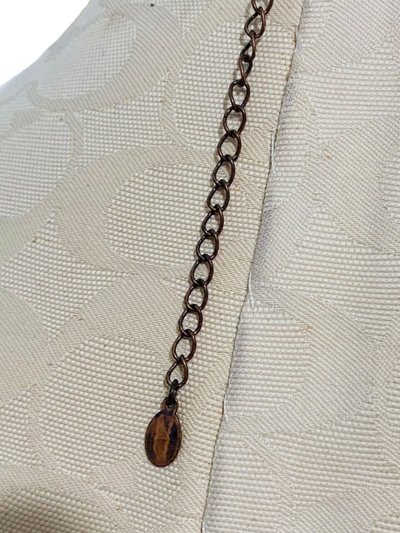 2028 Copper Color Rhinestone Antiqued Look Necklace 18" with 2" Drop