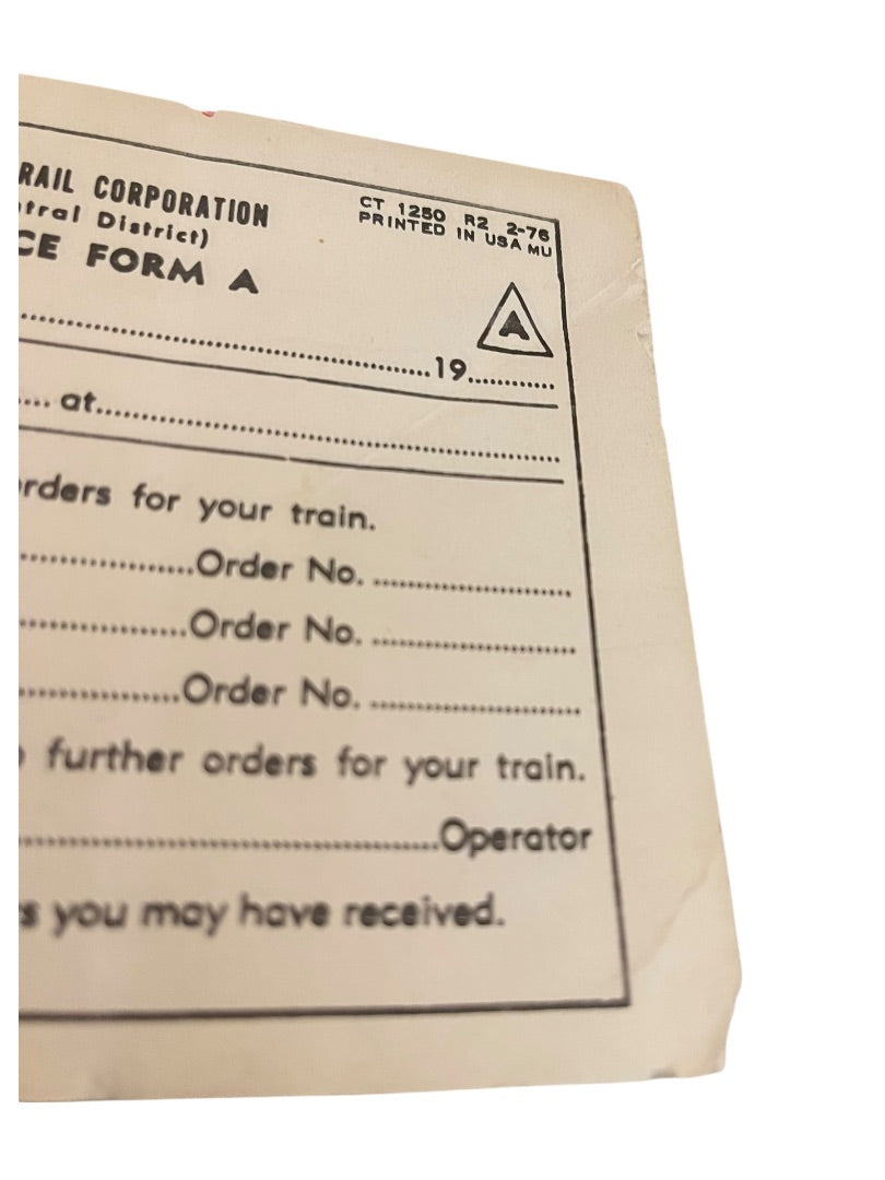 Consolidated Rail Corp Penn Central District Clearance Form A Pack