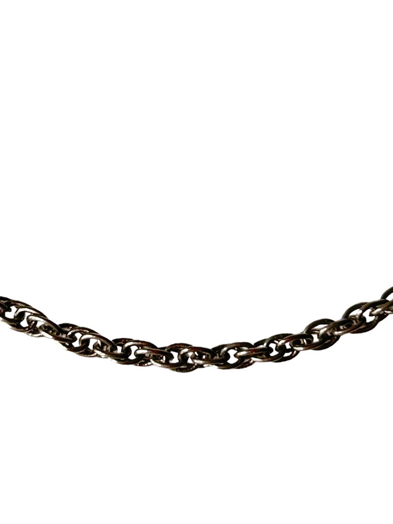 Vintage Silvertone Satin Finish Twist Chain 19" Lobster Clasp